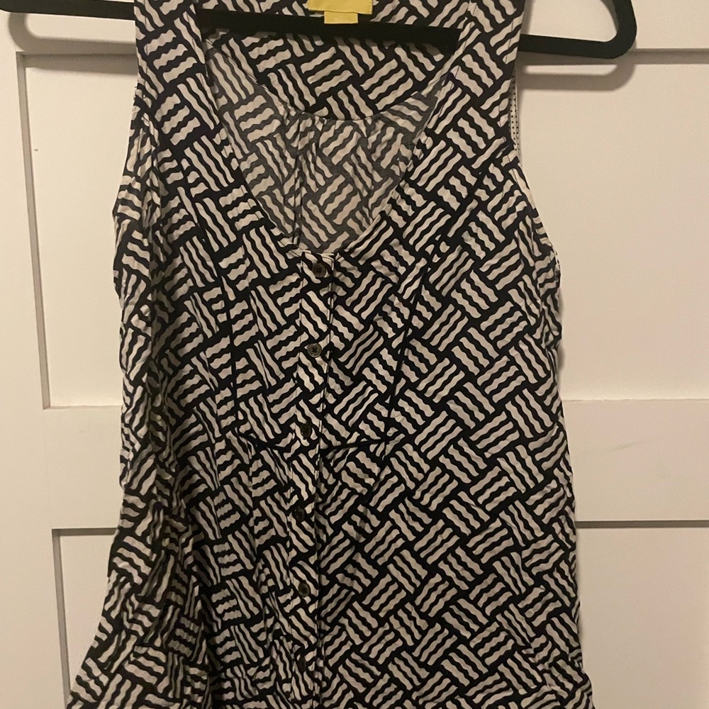 Maeve Navy and White Wave Pattern Top